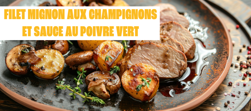 Filet Mignon aux Champignons et Sauce au Poivre Vert (4 personnes)